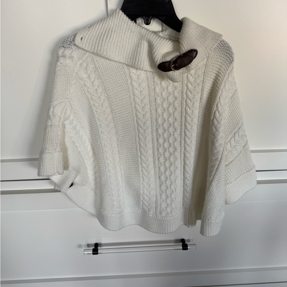 Janie and Jack Cream Cable Knit Sweater with Buckle